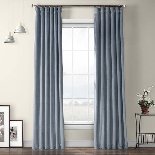 Exclusive Fabrics Heritage Plush Velvet Sing Curtain Panel - 50 X 84 - Denmark Blue