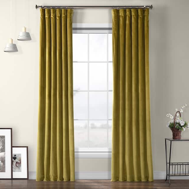 Exclusive Fabrics Heritage Plush Velvet Sing Curtain Panel - 50 X 84 - Peat Green