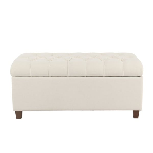 Shop Homepop Ainsley Button Tufted Storage Bench - Cream - On Sale