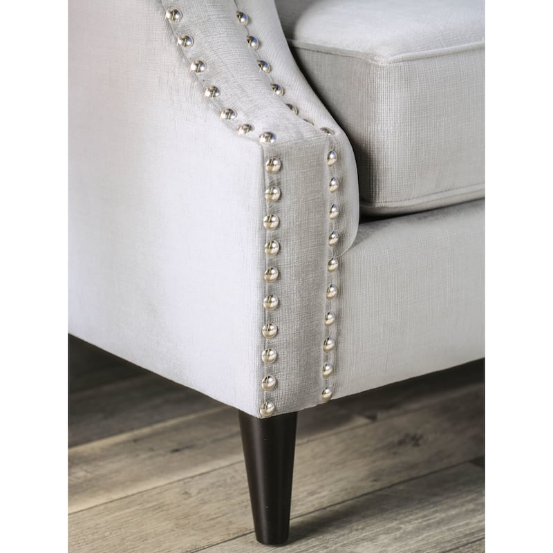 Nall Transitional Fabric Tufted Tuxedo Loveseat by Furniture of America