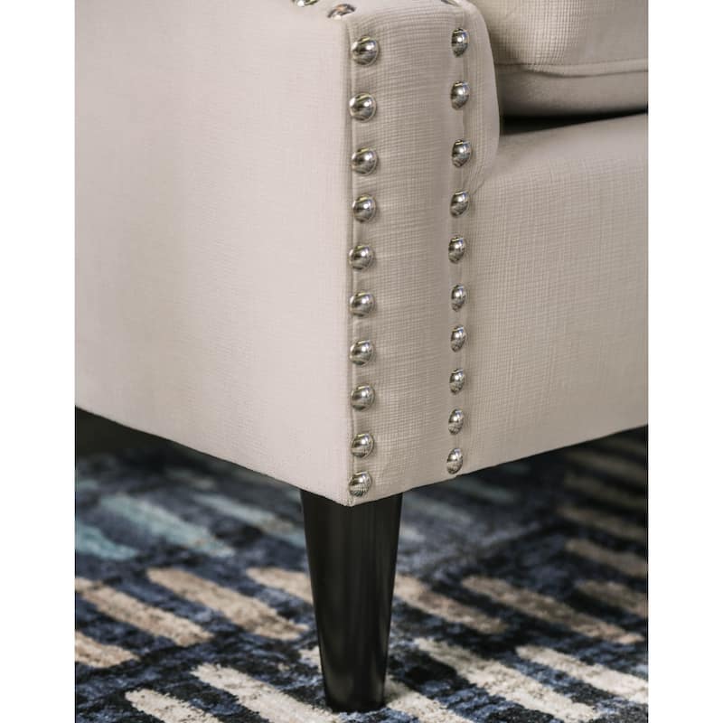 Nall Transitional Fabric Tufted Tuxedo Loveseat by Furniture of America