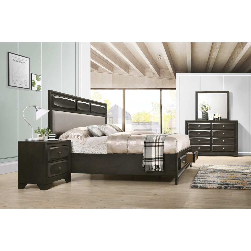 MMPTN 4 Piece Bedroom Furniture Set Wardrobe Chest Drawers 2 Bedside Table Beech,Wood color 