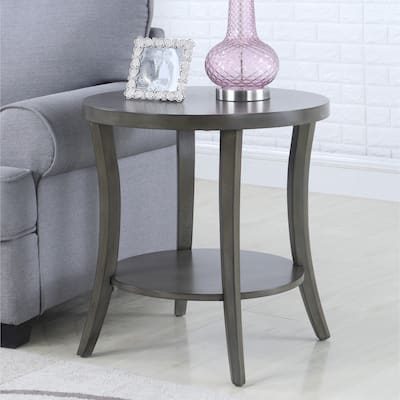 Roundhill Furniture Perth Contemporary Oval Shelf End Table, Gray