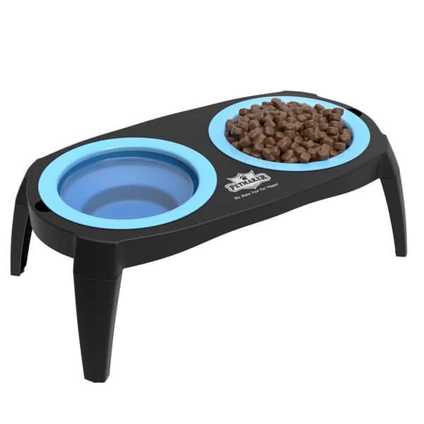 AVERYDAY Small Elevated Dog Bowls Stand - Adjustable Raised Pet Food Feeder  Station for Small/Medium Sized Dogs - Anti-Slip 4 Height Stand with 2