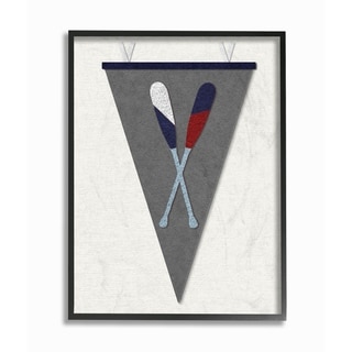 Stupell Pennant Oars Fabric Collage Gray Framed Wall Art - Bed Bath 