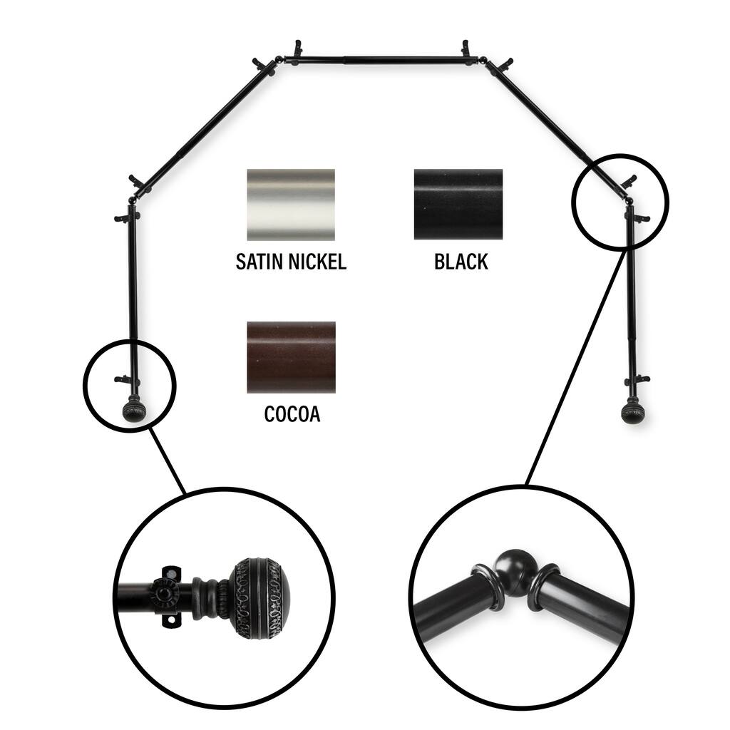 InStyleDesign Helena 5-Sided Bay Window Curtain Rod