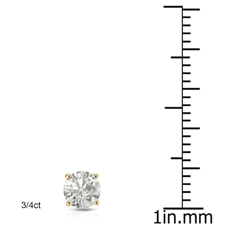 Auriya 3/4ctw Clarity-enhanced SINGLE STUD (1) Diamond Earring 18k Yellow Gold (H-I, I2-I3)