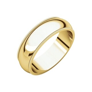 Mens 10K Yellow Gold 5mm Light Milgrain Half Round Wedding Band Ring 
