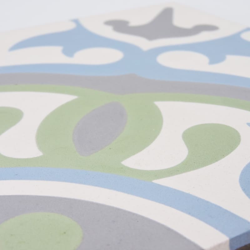Handmade Baha in Blue, Green, Dark Grey Tile, Pack of 12 (Morocco)