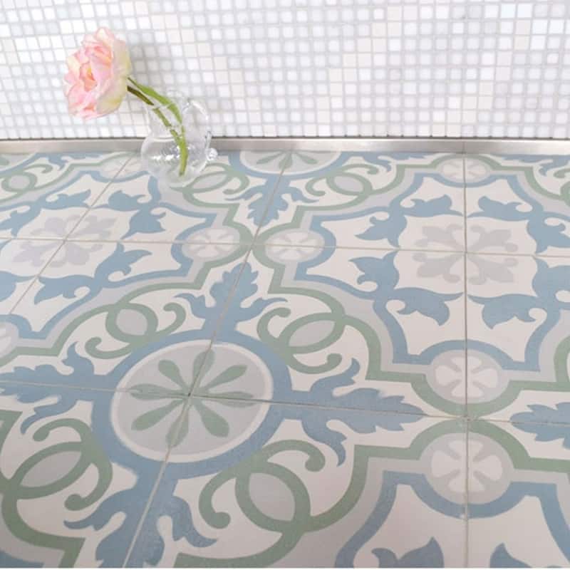 Handmade Baha in Blue, Green, Dark Grey Tile, Pack of 12 (Morocco)