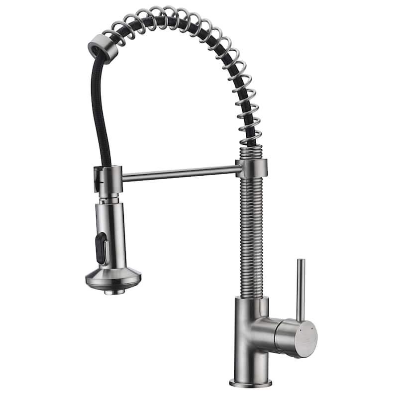 ANZZI Step Single Handle Pull-Down Sprayer Kitchen Faucet in Brushed Nickel - Brushed nickel