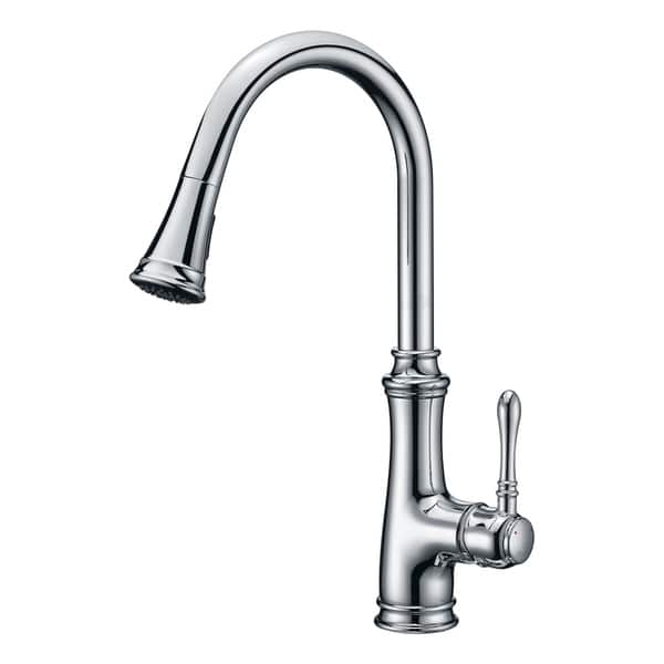 slide 2 of 8, ANZZI Luna Single Handle Pull-Down Sprayer Kitchen Faucet in Polished Chrome - Polished chrome