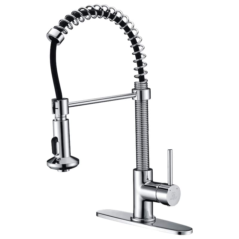 ANZZI Step Single Handle Pull-Down Sprayer Kitchen Faucet in Polished Chrome - Polished chrome