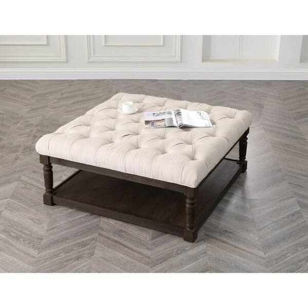 Best Master Furniture Smoked Upholstered Cocktail Ottoman Bed Bath