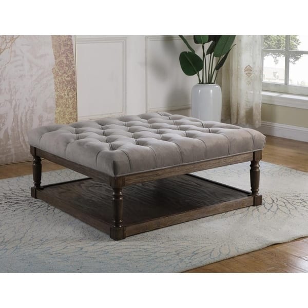 Best Master Furniture Smoked Upholstered Cocktail Ottoman Bed Bath