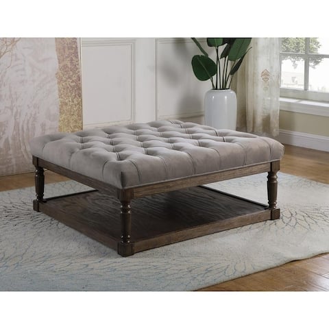 Best Master Furniture Smoked Upholstered Cocktail Ottoman