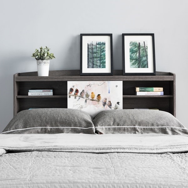 Shop Riley Contemporary Distressed Grey Bookcase Headboard Free