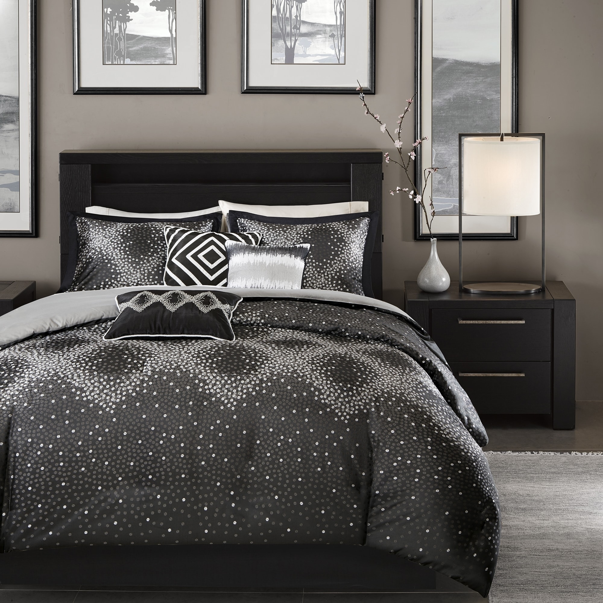 Shop Madison Park Crawford Black 6 Piece Duvet Cover Set Free