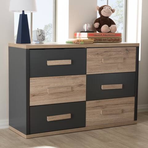 Contemporary Two Tone 6 Drawer Dresser By Baxton Studio By Savings