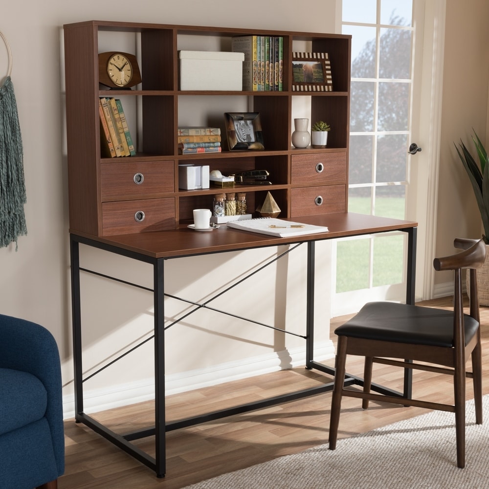 Baxton Studio Ezra Storage Computer Desk with Shelves