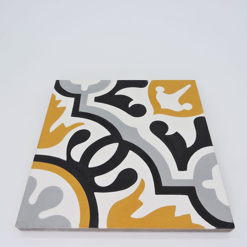 Handmade Baha in Orange, Black, Grey Tile, Pack of 12 (Morocco)