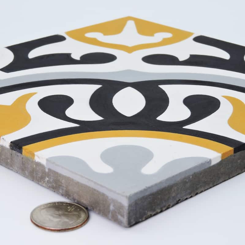 Handmade Baha in Orange, Black, Grey Tile, Pack of 12 (Morocco)