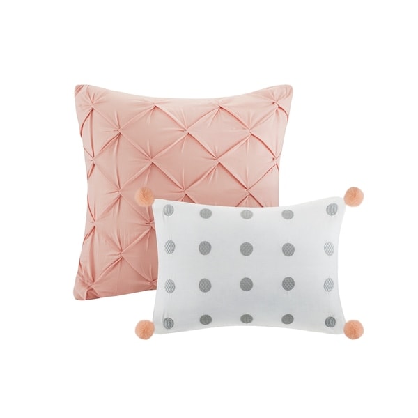 Grey /& Blush Pink Reversible Cotton Duvet Cover Set AND Decorative Pillow
