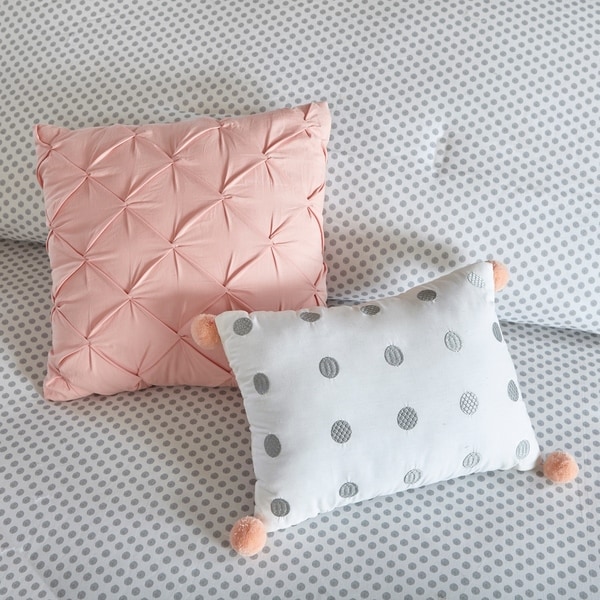 Grey /& Blush Pink Reversible Cotton Duvet Cover Set AND Decorative Pillow