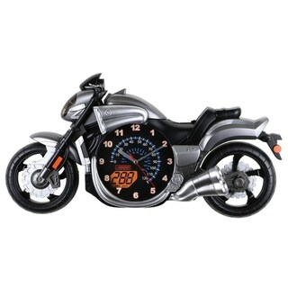 Grey Bike Motorcycle Wall Clock Children's Home Decor 23" x 12"