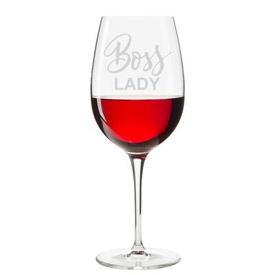 Boss Lady Engraved 18 oz Wine Glass