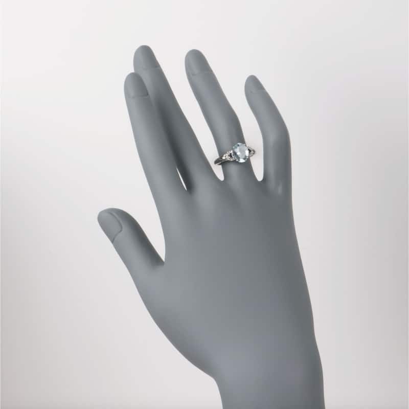 Pinctore 10k White Gold Aquamarine, Blue Sapphire & Diamond Ring, Size 7