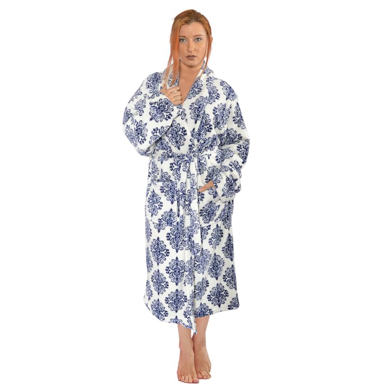 Home Soft Things Men & Women Bathrobe Printed Flannel Fleece Cloth
