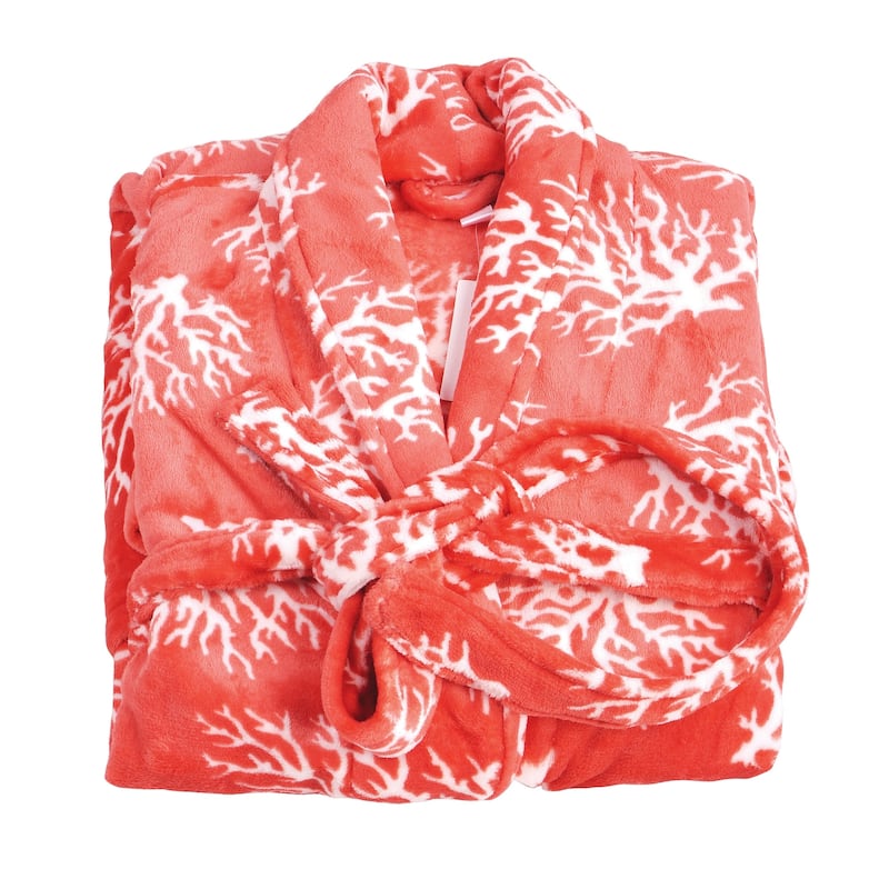 Home Soft Things Men & Women Bathrobe Printed Flannel Fleece Cloth