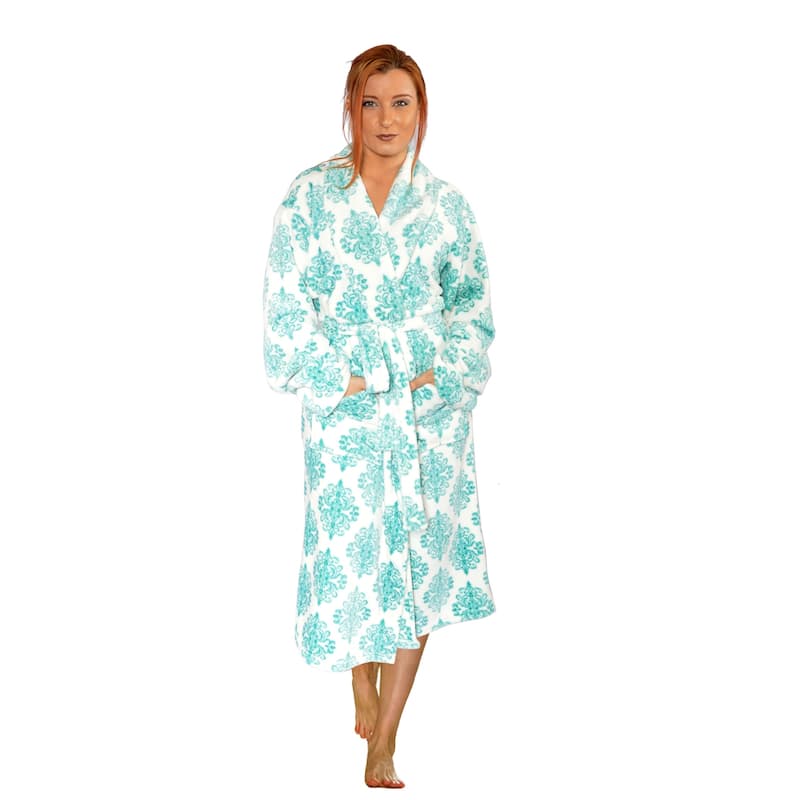 Home Soft Things Men & Women Bathrobe Printed Flannel Fleece Cloth