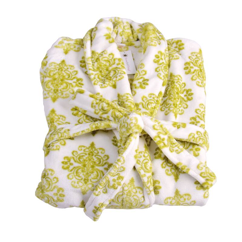 Home Soft Things Men & Women Bathrobe Printed Flannel Fleece Cloth