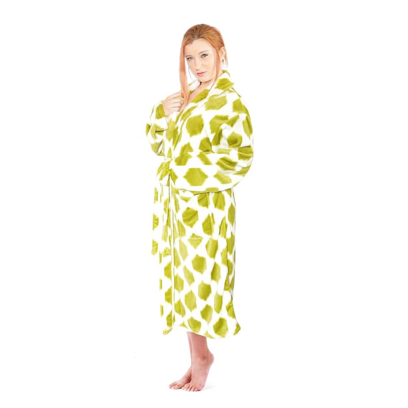Home Soft Things Men & Women Bathrobe Printed Flannel Fleece Cloth