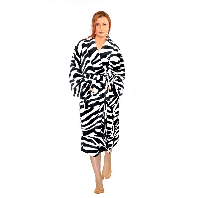 Home Soft Things Men & Women Bathrobe Printed Flannel Fleece Cloth