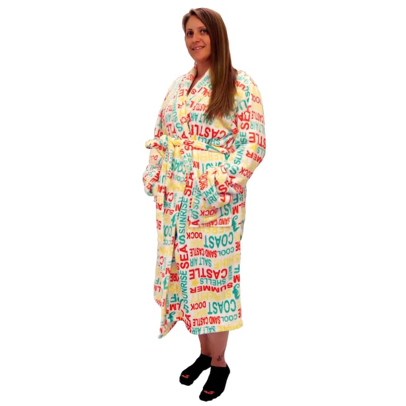 Home Soft Things Men & Women Bathrobe Printed Flannel Fleece Cloth
