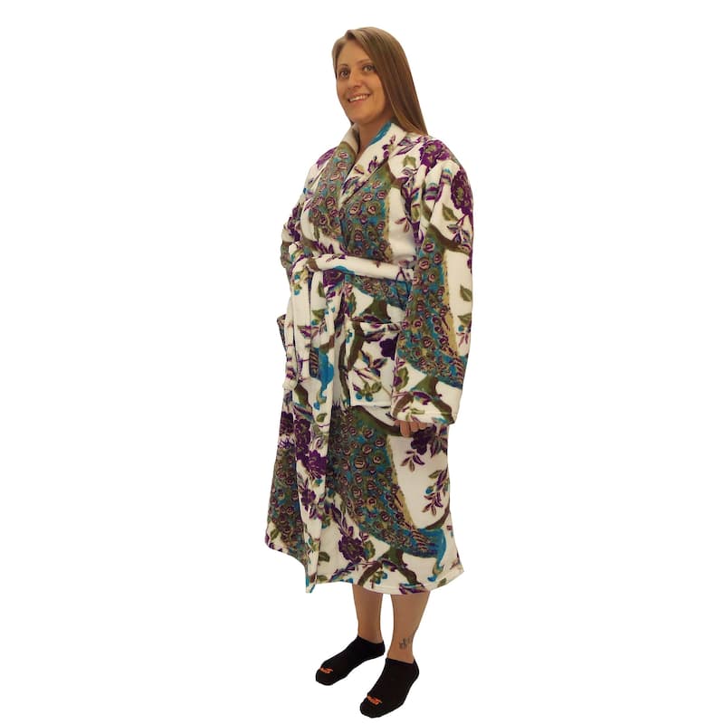 Home Soft Things Men & Women Bathrobe Printed Flannel Fleece Cloth