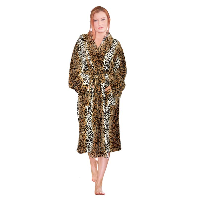 Home Soft Things Men & Women Bathrobe Printed Flannel Fleece Cloth