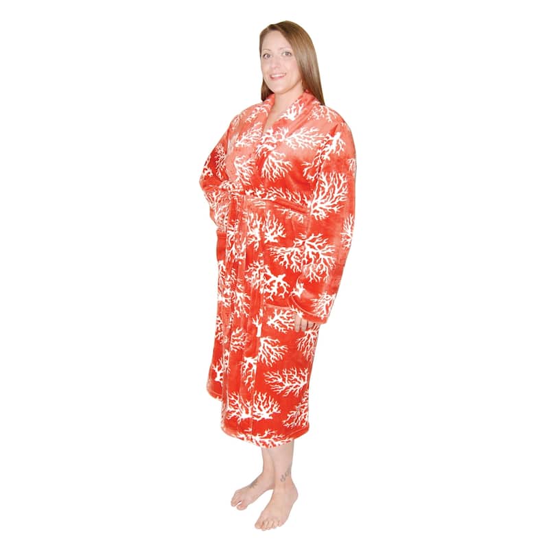 Home Soft Things Men & Women Bathrobe Printed Flannel Fleece Cloth