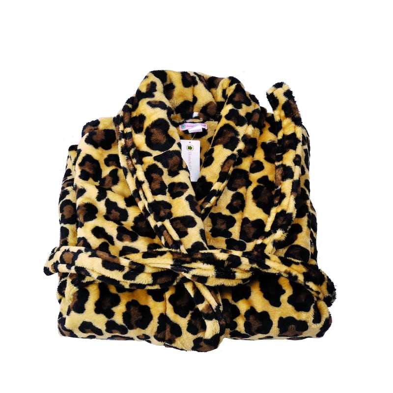Home Soft Things Men & Women Bathrobe Printed Flannel Fleece Cloth