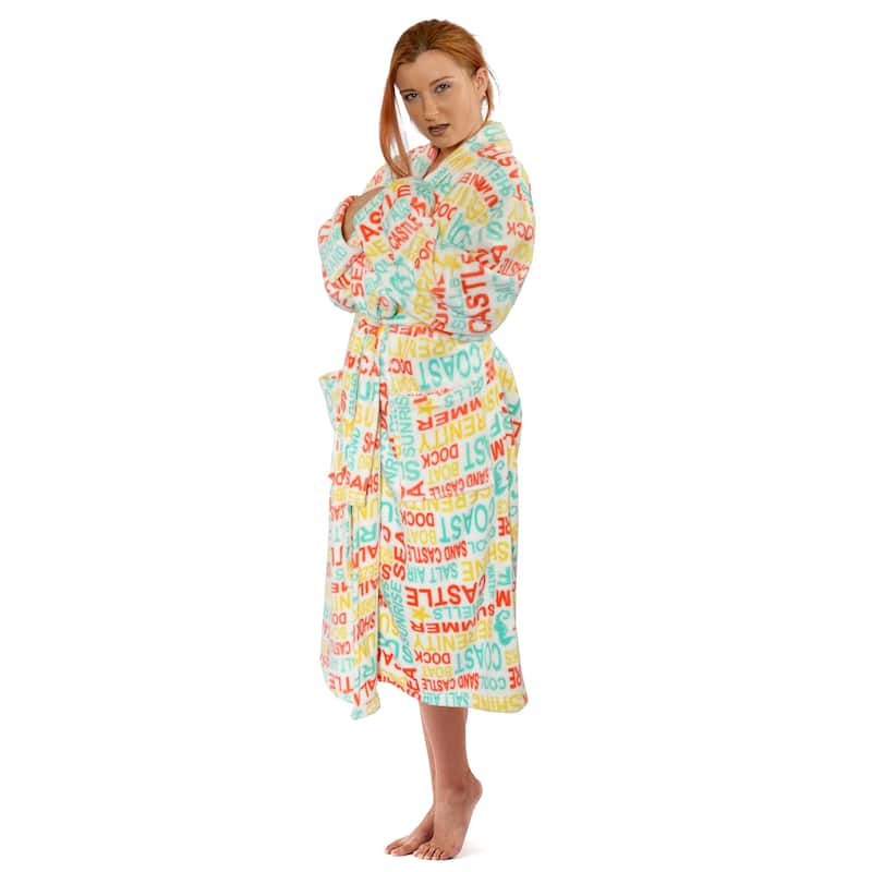 Home Soft Things Men & Women Bathrobe Printed Flannel Fleece Cloth