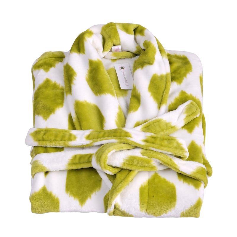 Home Soft Things Men & Women Bathrobe Printed Flannel Fleece Cloth
