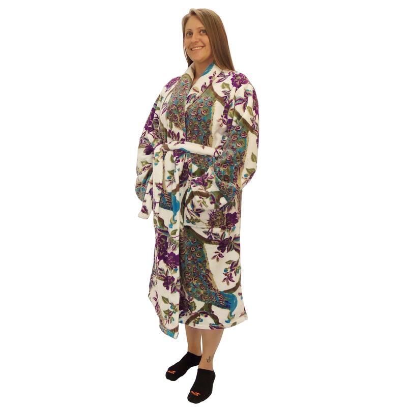 Home Soft Things Men & Women Bathrobe Printed Flannel Fleece Cloth