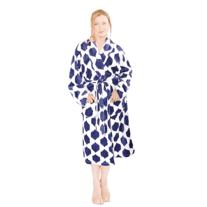 Home Soft Things Men & Women Bathrobe Printed Flannel Fleece Cloth