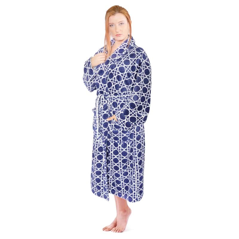 Home Soft Things Men & Women Bathrobe Printed Flannel Fleece Cloth