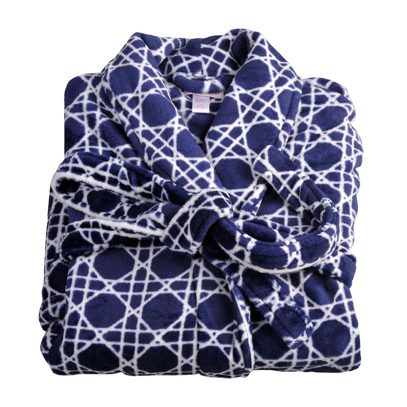 Home Soft Things Men & Women Bathrobe Printed Flannel Fleece Cloth