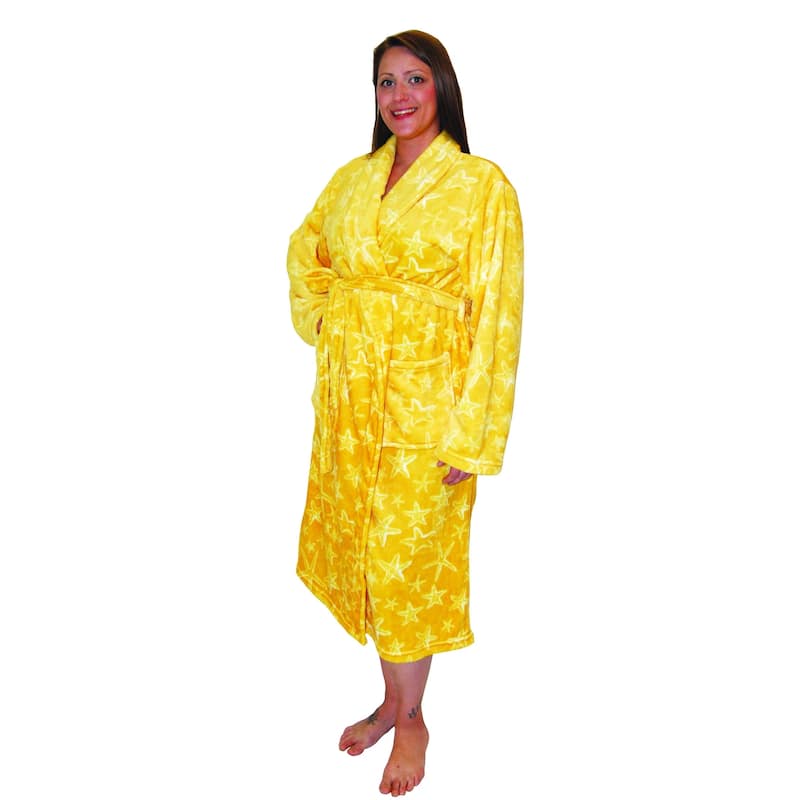 Home Soft Things Men & Women Bathrobe Printed Flannel Fleece Cloth