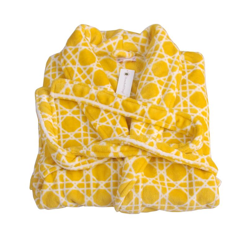 Home Soft Things Men & Women Bathrobe Printed Flannel Fleece Cloth
